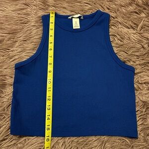 H&M Blue Ribbed Crop Tank Top
